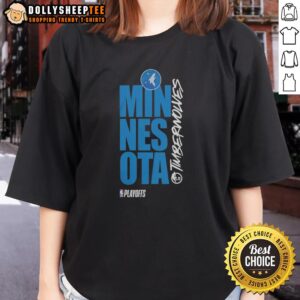 Original Minnesota Timberwolves Playoff NBA 2026 Ladies Tee featuring team logo and vibrant design for fans.