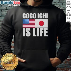 Original Coco Ichi Is Life hoodie featuring American and Japan flags, perfect for fans of global culture and streetwear fashion.
