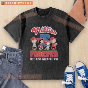 Pretty Peanuts characters in Philadelphia Phillies MLB Forever shirt, perfect for fans celebrating baseball spirit.