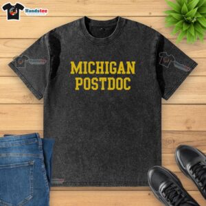 Official Michigan Postdoc NLA washed t-shirt featuring a stylish design, perfect for alumni and supporters of the program.