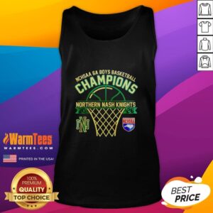 Alt Text: Hot Northern Nash Knights NCHSAA 6A Boys Basketball Champions tank top featuring team logo and vibrant colors.