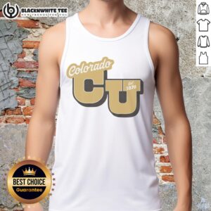 Alt Text: Nice Colorado Est 1876 Old Gold Tank Top featuring vintage style and vibrant design, perfect for casual wear.