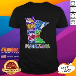 Hot Minnesota Sports Teams Graphic Transfer State T-Shirt featuring bold team logos and vibrant colors for sports fans.