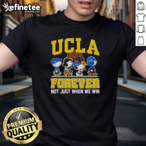 Top Peanuts X UCLA Bruins Forever fan T-shirt featuring cartoon characters, perfect for dedicated supporters.