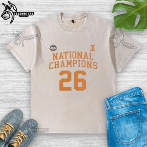 Premium NCAA Division I Men's Basketball Illinois 26 National Champions washed t-shirt, featuring vibrant graphics.