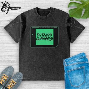 Alt Text: Official Kinda Funny Games dot matrix washed t-shirt with stereo sound design, perfect for gaming enthusiasts.