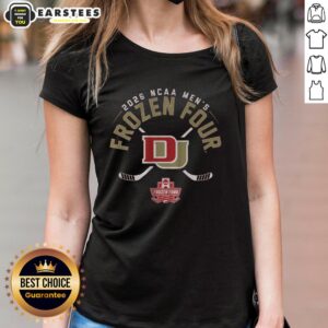 Alt Text: Good Denver Men's Hockey 2026 Frozen Four Ladies Tee featuring team colors and logo for fans and supporters.