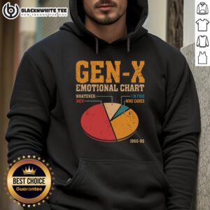 Gen X Emotional Chart Hoodie featuring vibrant graphics, perfect for nostalgic fans of the 90s and early 2000s culture.