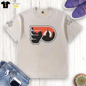 Premium Philadelphia Flyers Logo X City Washed T-Shirt featuring a stylish design for fans of the NHL team.