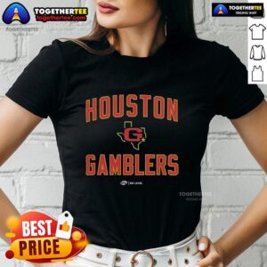 Nice Houston Gamblers team home ladies tee featuring the team logo and stylish design for fans of the Gamblers.