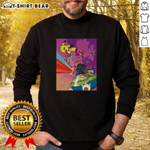 Colorful Nice Pikachu Kanye graduation mashup parody sweatshirt featuring Pikachu in a cap and gown design.