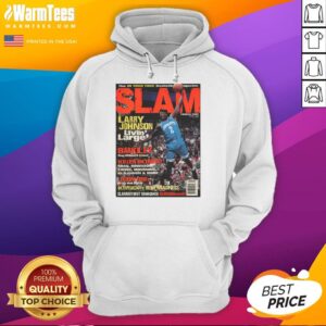 Hot Larry Johnson Livin Larger Slam Hoodie featured in In Your Face Basketball Magazine, showcasing bold streetwear style.