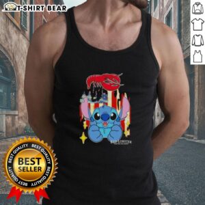 Alt Text: Pretty Stitch Like Red Lobster USA Flag Tank Top featuring a vibrant lobster design and patriotic colors.