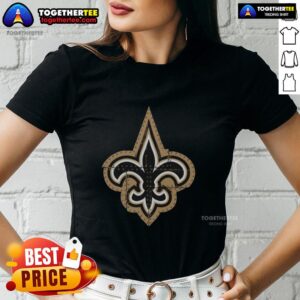 Stylish New Orleans Saints rivet logo ladies tee, perfect for fans showcasing team spirit and fashion.