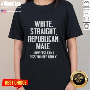 Alt Text: Official White Straight Republican Male T-shirt design with bold text, perfect for expressing humor and political views.