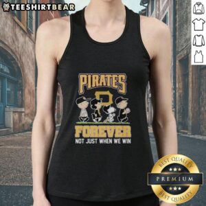 Pretty Peanuts characters in Pittsburgh Pirates MLB tank top, celebrating fandom with 'Forever, Not Just When We Win' slogan.