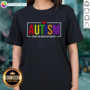 Official Autism Seeing The World Differently Ladies Tee, featuring a vibrant design celebrating neurodiversity and individuality.