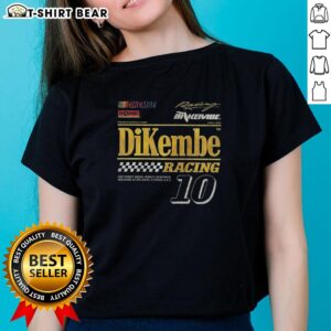 Hot Dikembe Racing Number 10 ladies tee featuring vibrant design, perfect for fans in Gainesville, Orlando, Florida.