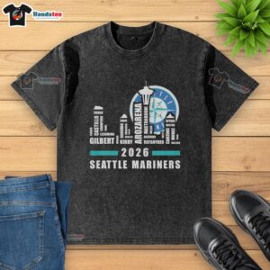 Original Seattle Mariners MLB 2026 City Connect washed t-shirt in navy blue featuring team logo and vintage design.