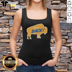 Buffalo Sabres tank top featuring 'Nice, We're Back' design, perfect for fans showcasing team spirit and style.