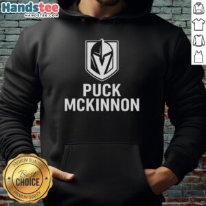 Premium Vegas Golden Knights ice hockey puck Mckinnon logo hoodie, perfect for fans and collectors.