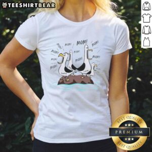 Awesome Mom Seagull Ladies Tee featuring a playful seagull graphic, perfect for proud moms who love unique apparel.