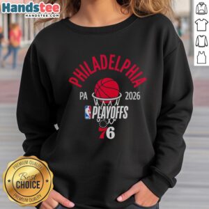 Hot Philadelphia 76ers 2026 Playoffs NBA sweatshirt featuring team colors and logo, perfect for basketball fans.
