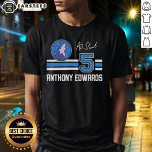 Anthony Edwards Minnesota Timberwolves signature name and number t-shirt showcasing team pride and style.