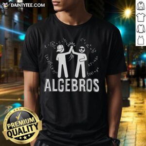 Funny math meme featuring 'Top Algebros' design on an algebra-themed T-shirt, perfect for math lovers and students.