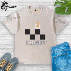 Nice knight chess horse graphic on a washed t-shirt, perfect for chess enthusiasts and casual wear.