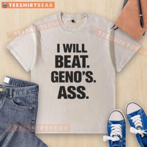 Funny washed t-shirt featuring 'Nice, I will beat Genos' graphic, perfect for anime fans and casual wear.