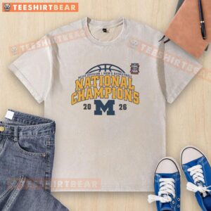 Nice Michigan Wolverines 2026 NCAA Division I Men's Basketball National Champions washed t-shirt in blue and maize.