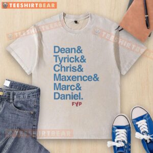 Good Dean Tyrick Chris Maxence Marc Daniel wearing washed t-shirts in a casual outdoor setting, showcasing trendy styles.