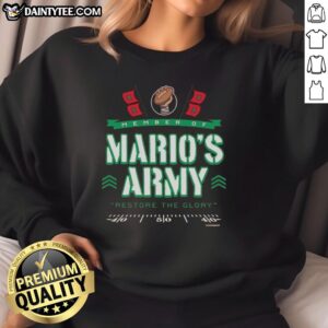 Good Miami Hurricanes Member of Mario's Army Restore the Glory Sweatshirt in vibrant colors, perfect for game day style.