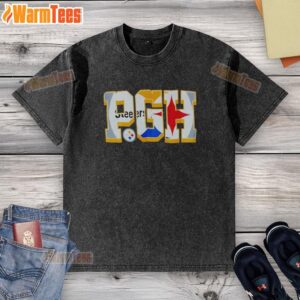 Awesome Pittsburgh Steelers NFL graphic washed t-shirt featuring bold team logo and vibrant colors for fans.