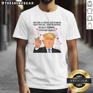 Alt Text: Funny Donald Trump You're a Great Mom T-Shirt featuring a humorous design perfect for Mother's Day gifts.