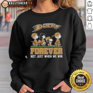 Original Peanuts x Anaheim Ducks Abbey Road sweatshirt featuring unique design, perfect for fans and casual wear.