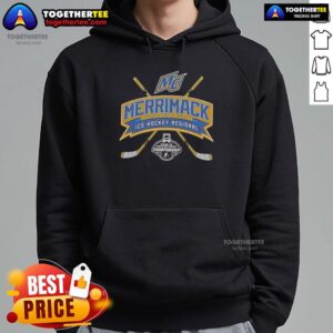 2026 NCAA Division I Men's Ice Hockey Regional hoodie featuring Merrimack College logo and stylish design.