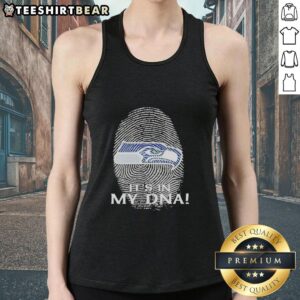 Alt Text: Premium Seattle Seahawks NFL tank top featuring It's In My DNA fingerprint design for loyal fans.