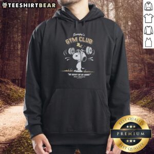 Alt Text: Pretty Snoopy's Gym Club 'Go Heavy or Go Home' Riot Society hoodie featuring a stylish design and vibrant colors.
