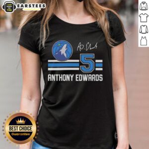 Alt Text: Nice Anthony Edwards Minnesota Timberwolves signature name and number ladies tee, showcasing stylish basketball apparel.