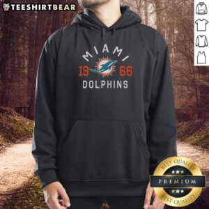 Official Miami Dolphins Heritage Print Hoodie featuring team logo and vibrant colors, perfect for fans and casual wear.