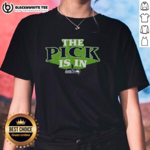 Nice Seattle Seahawks Pick Is In Ladies Tee featuring stylish design for female fans of the Seahawks.