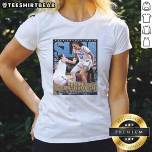 UCLA Bruins 2026 Women's Basketball National Champions poster on a ladies' tee, celebrating their victory.