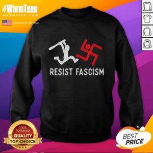 Good Resist Fascism sweatshirt in black, featuring bold white text, perfect for making a statement against oppression.