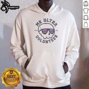 Stylish Nice-Mk-Ultra-Volunteer-Hoodie in black with bold lettering, perfect for casual wear and showcasing support.