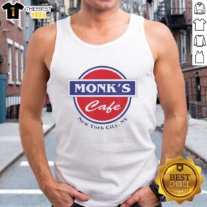 Top Monks Cafe in New York City NY logo on a stylish tank top, perfect for casual summer wear.