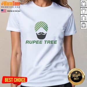 Official Rupee Tree Indian Face Ladies Tee featuring a vibrant design and soft fabric for stylish comfort.