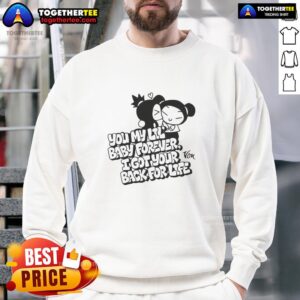 Pretty Pucca and Garu sweatshirt featuring 'You My Lil Baby Forever, I Got Your Back For Life' design, perfect for fans.