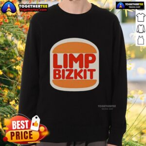 Awesome Limp Bizkit Burger King parody logo sweatshirt featuring bold graphics and a unique design for fans.
